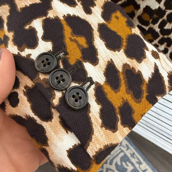 J. CREW Linen Parke Blazer Animal Print Cheetah Leopard Size 8 - Picture 14 of 16
